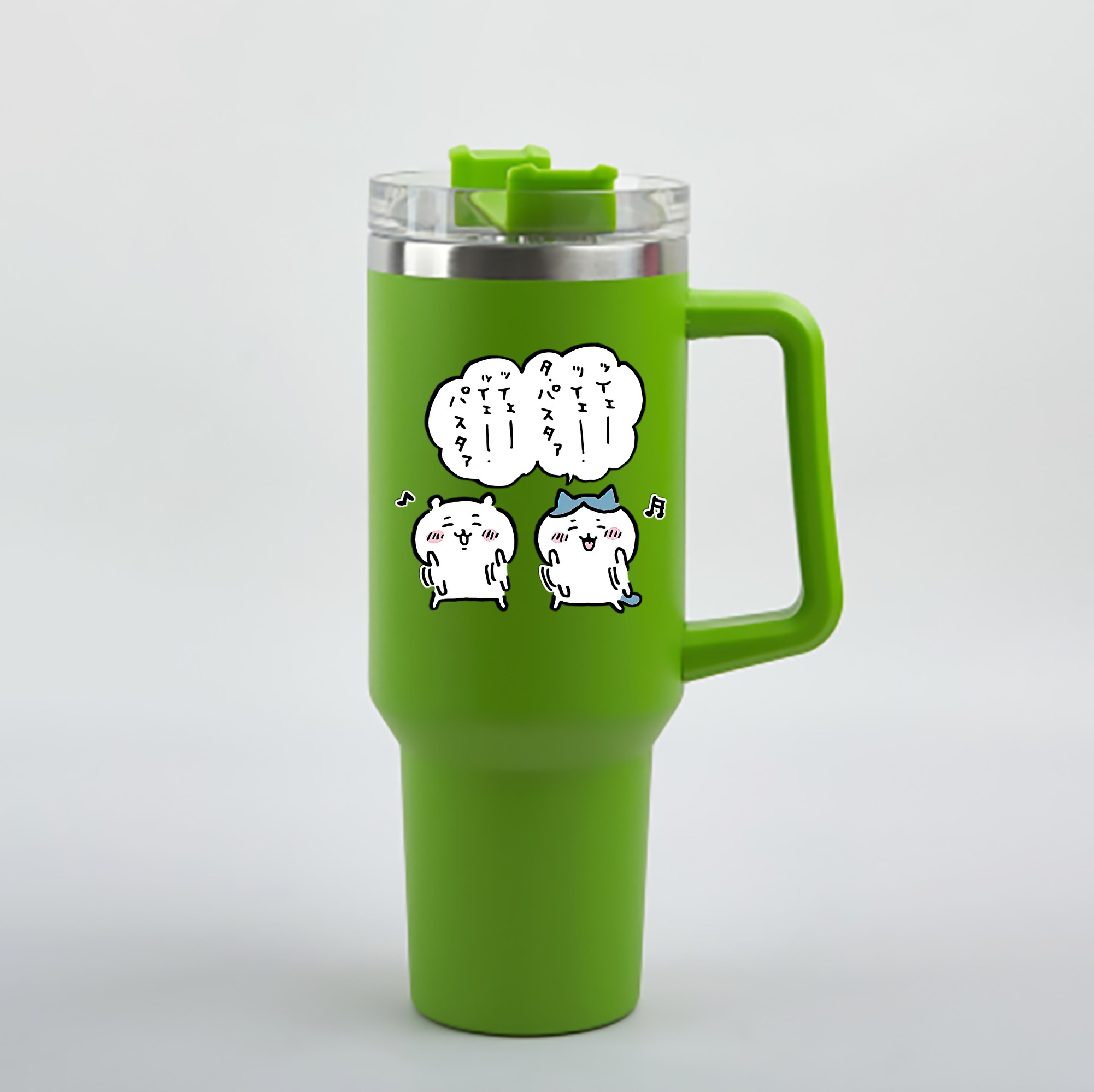 （画像用） ちいかわ ハチワレ Chii-kawa hachiware 1200mL車用タンブラー - クリスタルステッカー（プラスチックストロー付き）